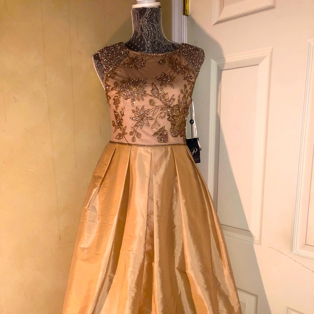 Adrianna Papell blush high low gown size 4 NWT